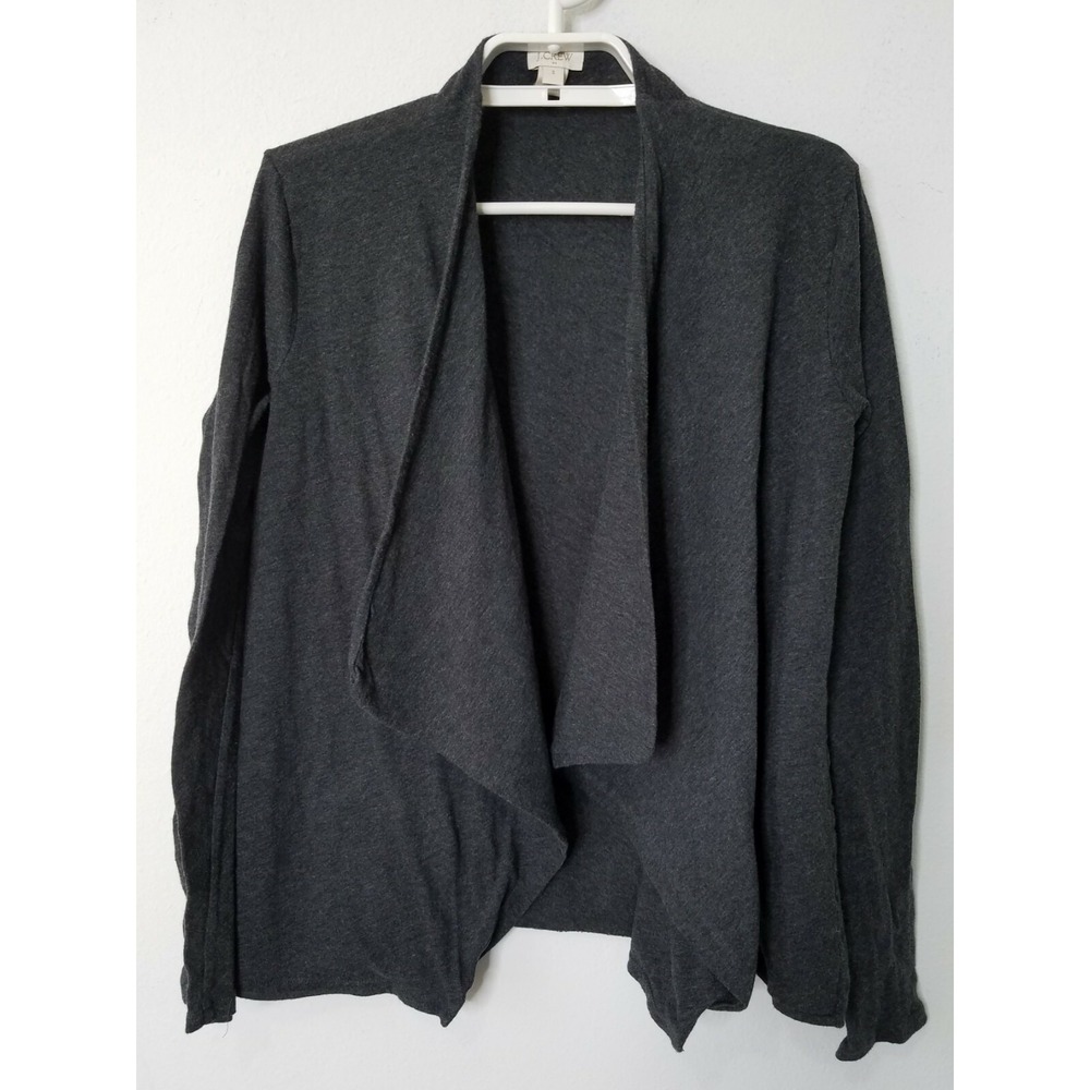 J.Crew Women's Caridgan Top Small L/S Dark Gray Open Front Lightweight Cotton